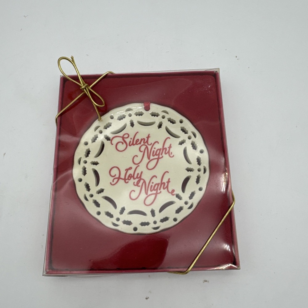Silent Night Holy Night Ceramic Plate Christmas Ornament New Boxed